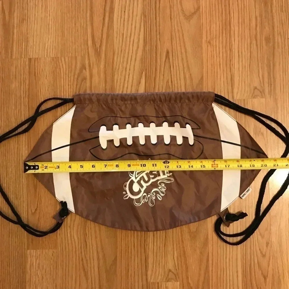 Football Shaped Cinch String Drawstring Backpack - Picture 6 of 8